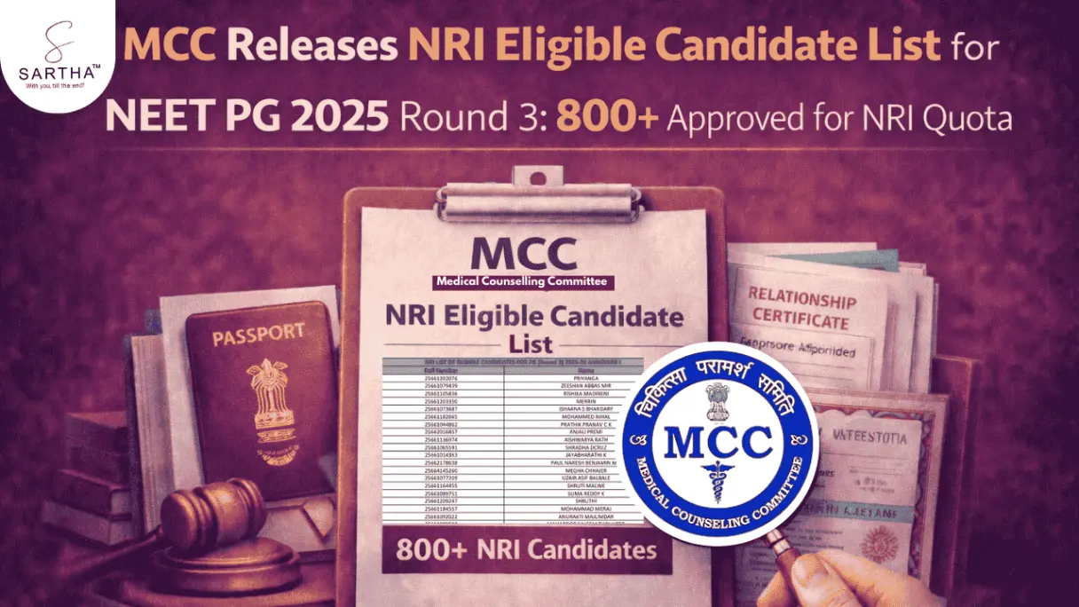 MCC Releases NRI Eligible Candidate List for NEET PG 2025 Round 3: 800+ Approved for NRI Quota